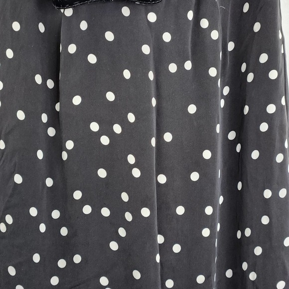 White House Black Market Polka Dot Dress Size 2 Belted Silk Black White Flounce - Picture 4 of 10